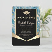 Invitation Parties scintillant Casquette, Confetti Blue Marbl (Debout devant)