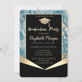 Invitation Parties scintillant Casquette, Confetti Blue Marbl (Devant)