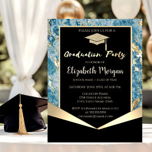 Invitation Parties scintillant Casquette, Confetti Blue Marbl