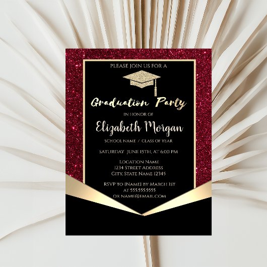 Invitation Parties scintillant Casquette, Confetti Red Partie