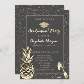 Invitation Parties scintillant Casquette, Confetti, Vin, Anan (Devant / Derrière)