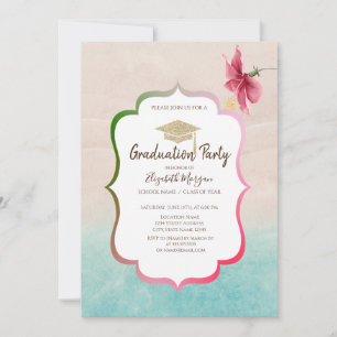 Invitation Parties scintillant Casquette diplômé Hibiscus Bea