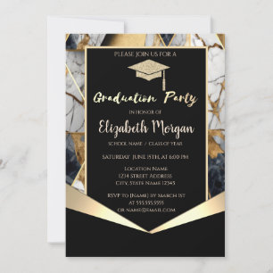 Invitation Parties scintillant Casquette, Graduation en marbr
