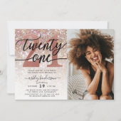 Invitation Parties scintillant Champagne 21e anniversaire Pho (Devant)