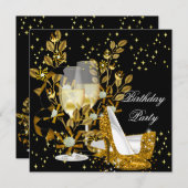 Invitation Parties scintillant Champagne d'or talons hauts An (Devant / Derrière)