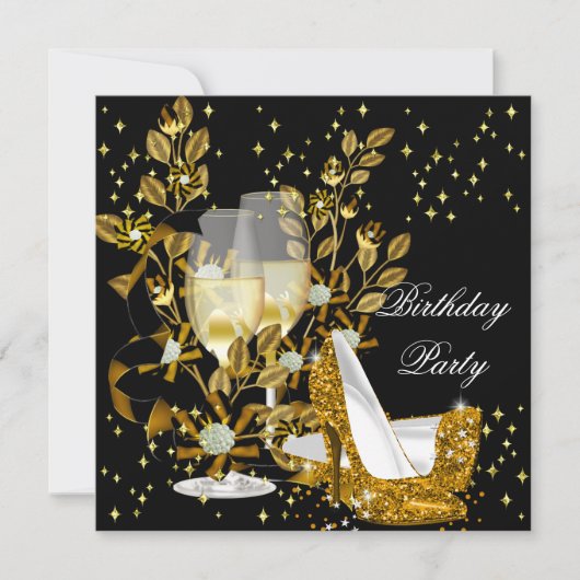 Invitation Parties scintillant Champagne d'or talons hauts An (Devant)