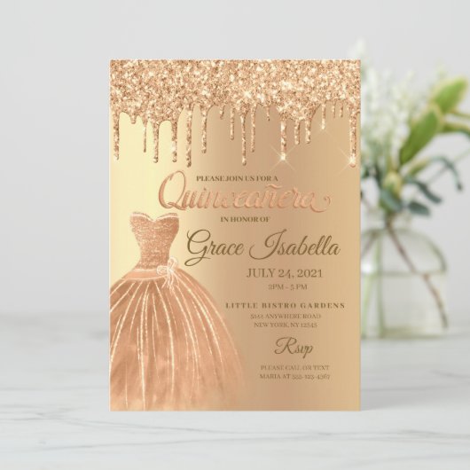 Invitation Parties scintillant Champagne Drift Quinceanera An (Debout devant)