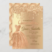Invitation Parties scintillant Champagne Drift Quinceanera An (Devant / Derrière)