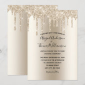 Invitation Parties scintillant Champagne Drip tendance mariag (Devant / Derrière)