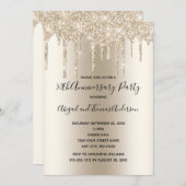 Invitation Parties scintillant Champagne Drives Mariage Anniv (Devant / Derrière)