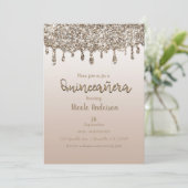 Invitation Parties scintillant Champagne Gold Drip Glam Quinc (Debout devant)