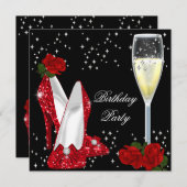 Invitation Parties scintillant Champagne Haut talons Rouge Ro (Devant / Derrière)