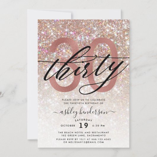 Invitation Parties scintillant Champagne moderne 30e annivers (Devant)