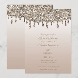 Invitation Parties scintillant Champagne  or Fête des mariées