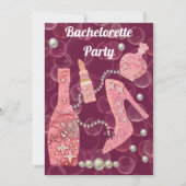 Invitation Parties scintillant Champagne & Perles Bachelorett (Devant)