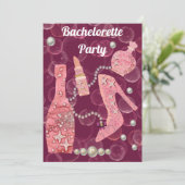 Invitation Parties scintillant Champagne & Perles Bachelorett (Debout devant)