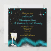 Invitation Parties scintillant Champagne  Turquoise Bleu Haut (Dos)