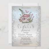 Invitation Parties scintillant Champignons Papillons Baby sho (Devant)