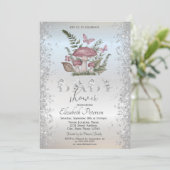 Invitation Parties scintillant Champignons Papillons Baby sho (Debout devant)