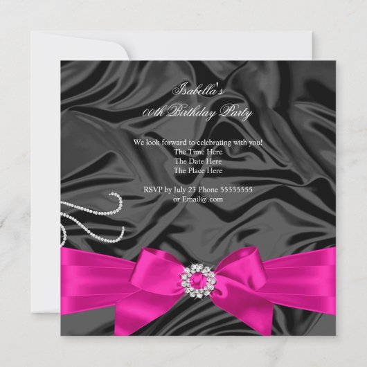 Invitation Parties scintillant Chaud rose Diamant Charbon Noi (Dos)