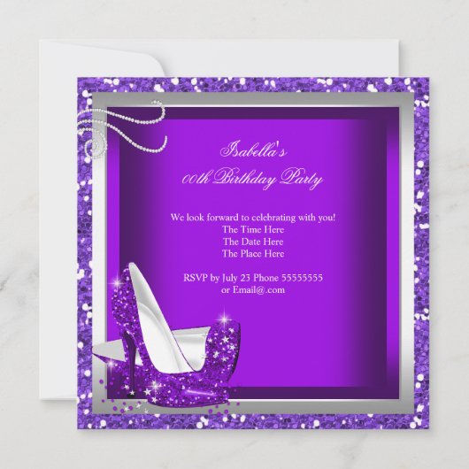 Invitation Parties scintillant Chaud Violet Haut talons N'imp (Dos)