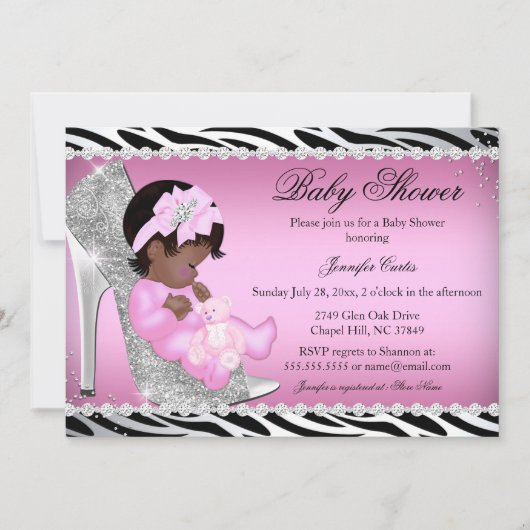 Invitation Parties scintillant Chaussure bébé Baby shower fil (Devant)