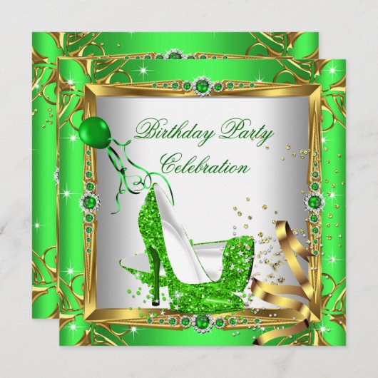 Invitation Parties scintillant Chaussures haute talon Lime Gr (Devant / Derrière)