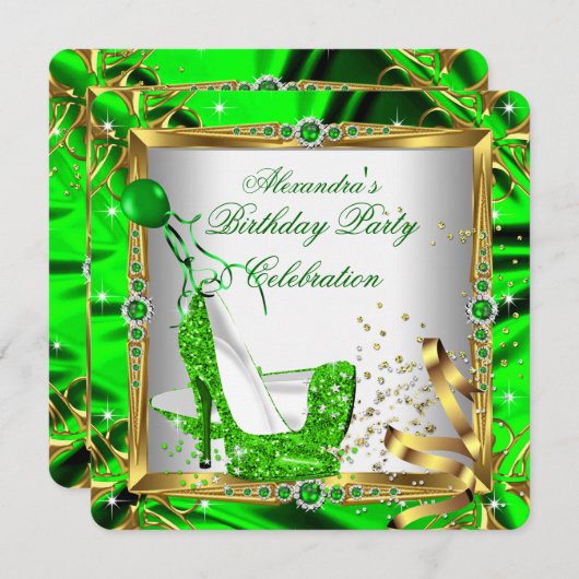 Invitation Parties scintillant Chaussures haute talon Lime Ve (Devant / Derrière)