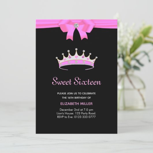 Invitation Parties scintillant chic Diamond Crown Sweet sixte (Debout devant)
