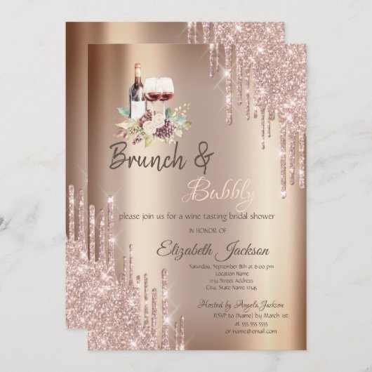 Invitation Parties scintillant chic Drives Fête des mariées d (Devant / Derrière)