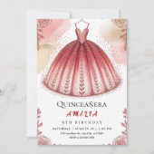 Invitation Parties scintillant chic et Floral Quinceañera (Devant)