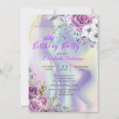 Invitation Parties scintillant Chic Fleurs Tiara Holographiqu (Devant)