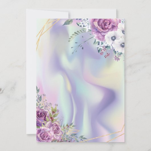 Invitation Parties scintillant Chic Fleurs Tiara Holographiqu (Dos)