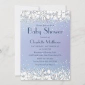 Invitation Parties scintillant chic Floral Blue Boy Baby show (Devant)