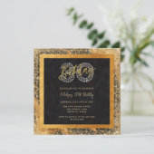 Invitation Parties scintillant chic Noir et Or 30e fête d'ann (Debout devant)