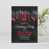 Invitation Parties scintillant chic noir et rouge et argent g (Debout devant)