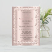 Invitation Parties scintillant chic  Rose or Bat mitzvah (Debout devant)