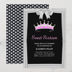 Invitation Parties scintillant chic Sweet sixteen de couronne