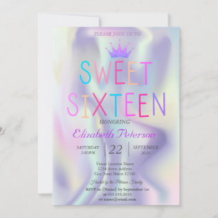 Invitation Parties scintillant chic Tiara Holographique coule