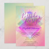 Invitation Parties scintillant chic Tiara Palm Feuilles fête  (Devant / Derrière)