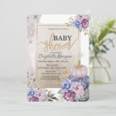 Invitation Parties scintillant chic Violet Citrouille Fleurs  (Debout devant)