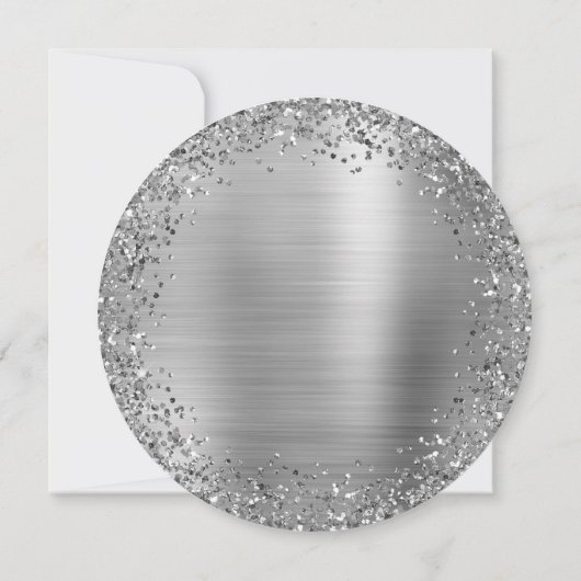 Invitation Parties scintillant circulaire en argent 50e anniv (Dos)