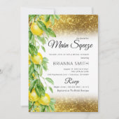 Invitation Parties scintillant citron or Fête des mariées élé (Devant)