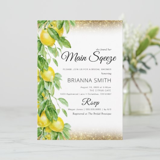Invitation Parties scintillant citron Squeeze Elégante Fête d (Debout devant)