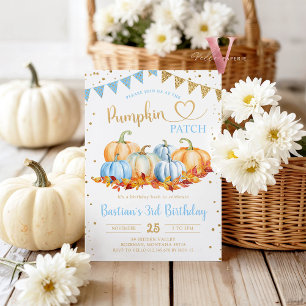 Invitation Parties scintillant Citrouille Bleu Orange Gold