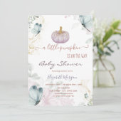 Invitation Parties scintillant Citrouille Bleu Papillons Baby (Debout devant)