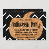 Invitation Parties scintillant Citrouille Halloween Fête Invi (Devant / Derrière)