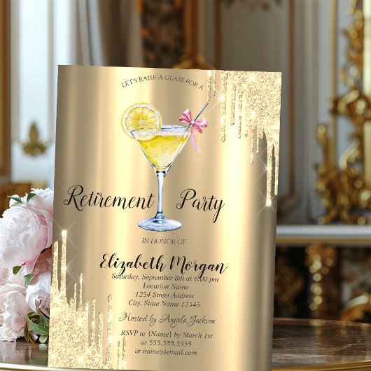 Invitation Parties scintillant, Cocktail, Retraite d'or