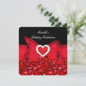 Invitation Parties scintillant Coeur Rouge Bow Noir Anniversa (Debout devant)