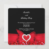 Invitation Parties scintillant Coeur Rouge Bow Noir Anniversa (Dos)